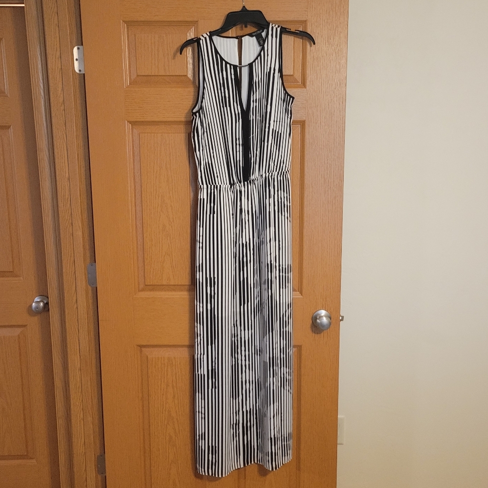 White House Black Market Black and White Halter Maxi Dress